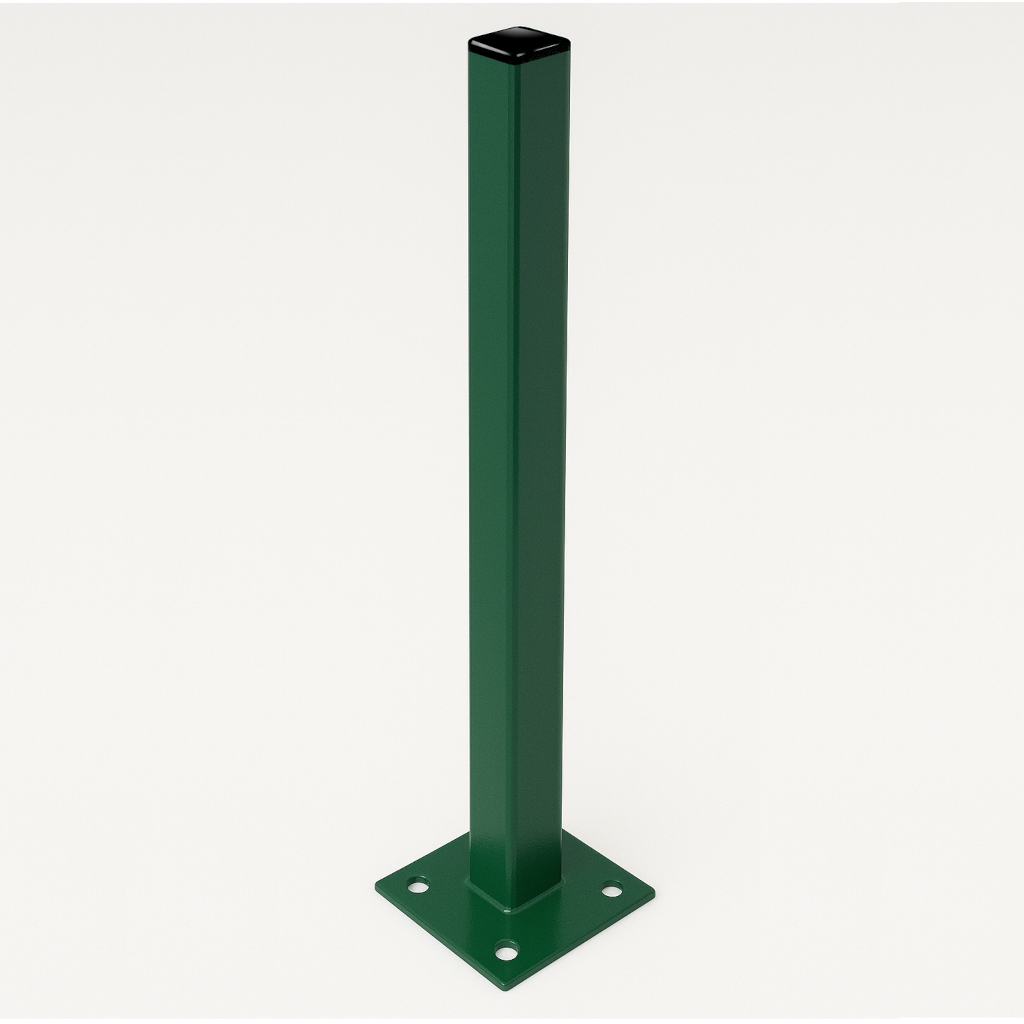 Poste con Placa para verja hercules electrosoldada plegada Verde de 2m. INCLUYE ACCESORIOS