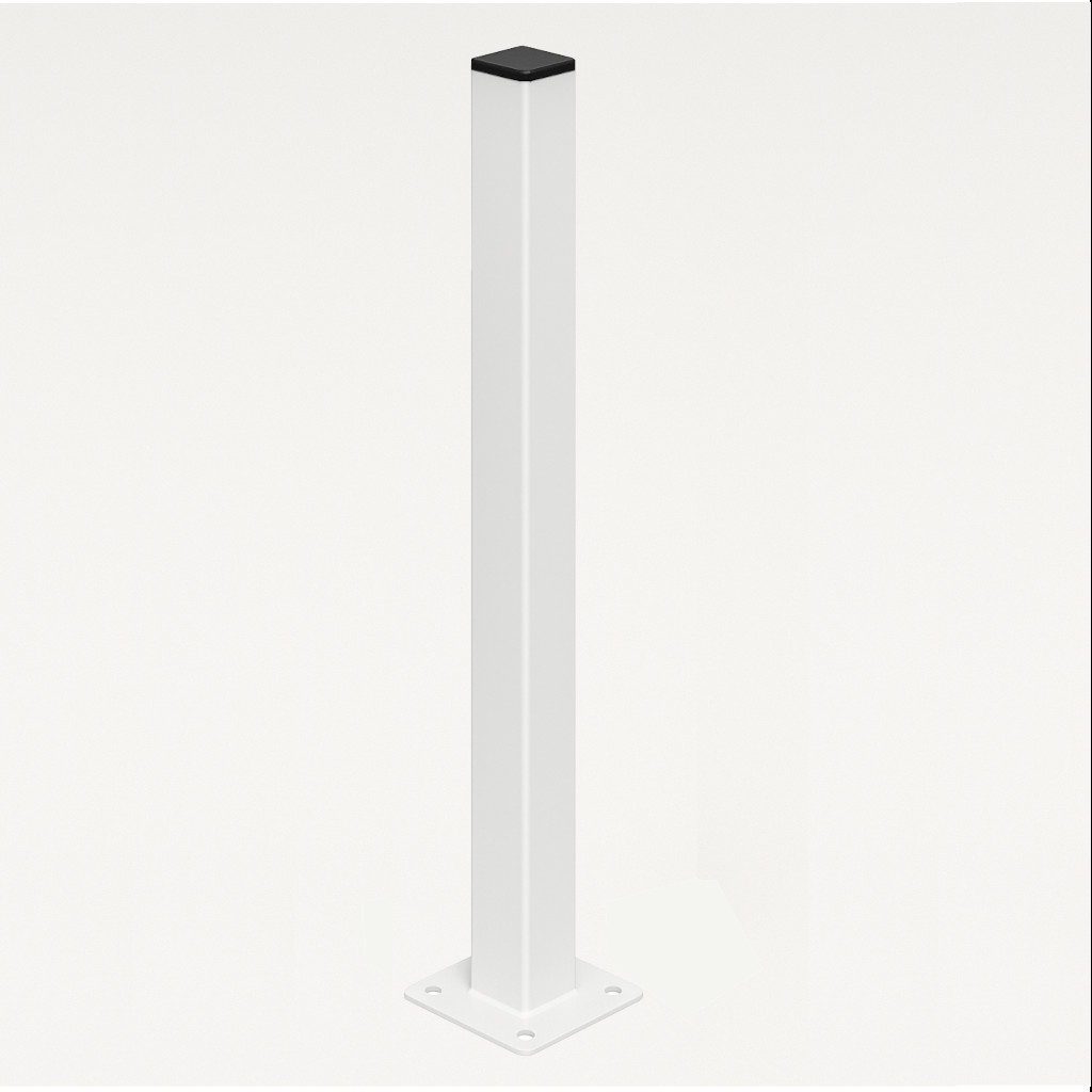Poste con Placa para verja hercules electrosoldada plegada Blanco de 0.60 m. INCLUYE ACCESORIOS