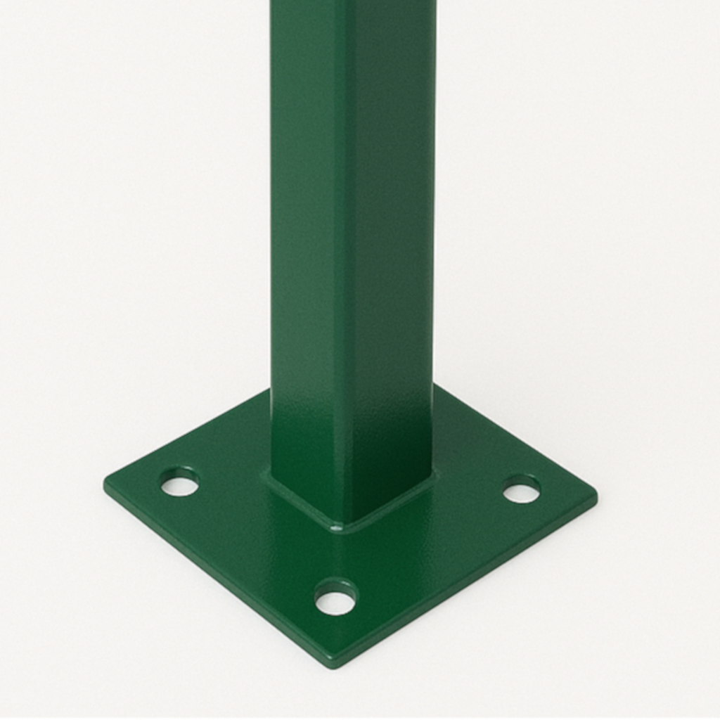Poste con Placa para verja hercules electrosoldada plegada Verde de 2m. INCLUYE ACCESORIOS