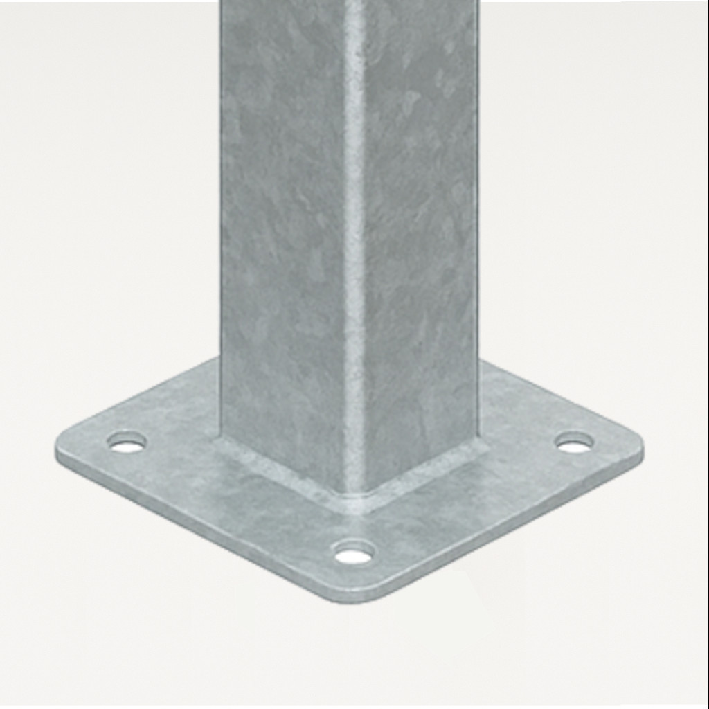 Poste con Placa para verja hercules electrosoldada plegada Galvanizado de 1m. INCLUYE ACCESORIOS