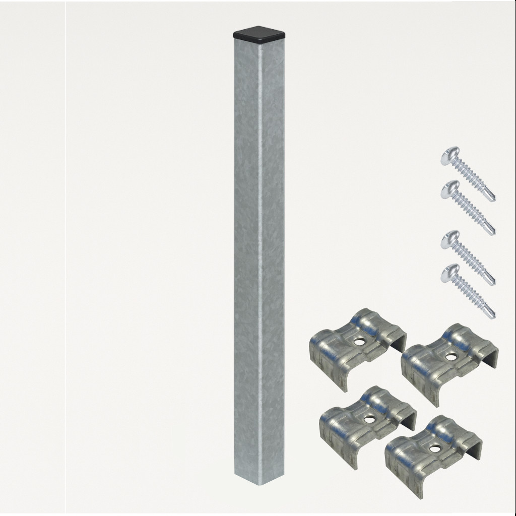Poste para Enterrar para verja hercules electrosoldada plegada Galvanizado de 2m. INCLUYE ACCESORIOS