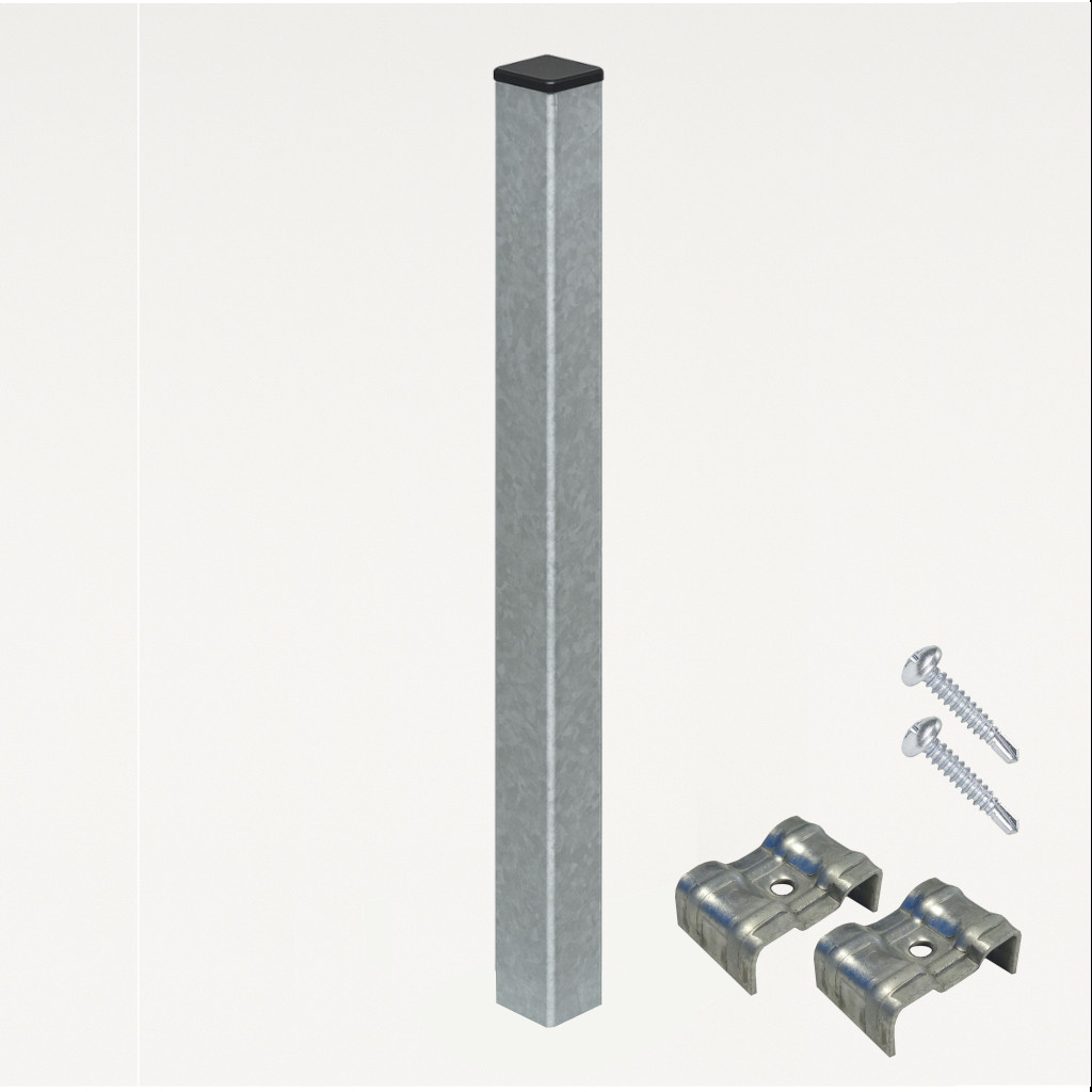 Poste para Enterrar para verja hercules electrosoldada plegada Galvanizado de 1m. INCLUYE ACCESORIOS