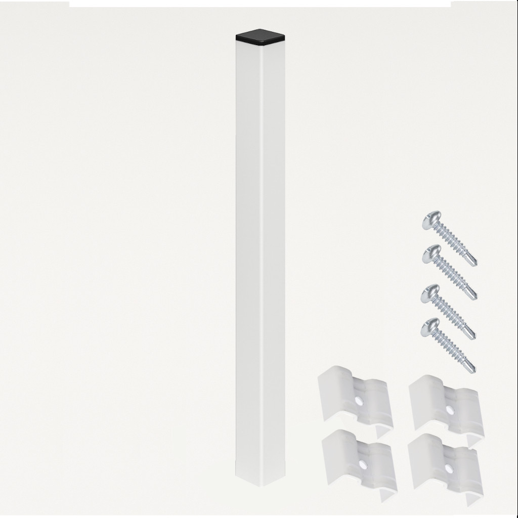 Poste para Enterrar para verja hercules electrosoldada plegada Blanco de 2m. INCLUYE ACCESORIOS