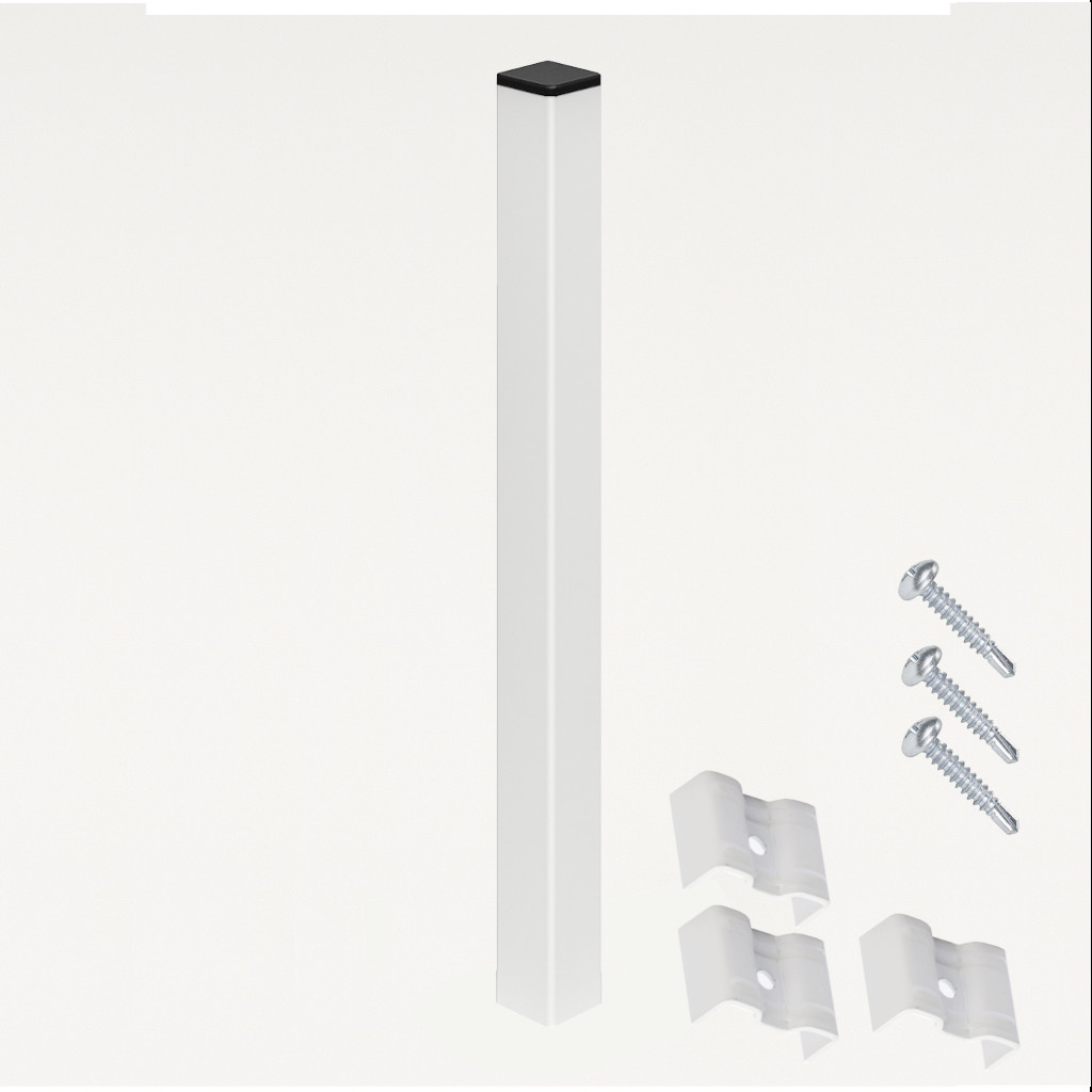 Poste para Enterrar para verja hercules electrosoldada plegada Blanco de 1,5m. INCLUYE ACCESORIOS