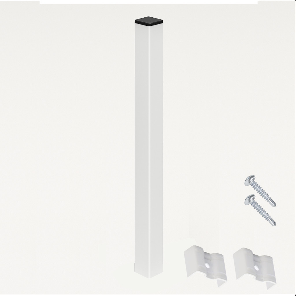 Poste para Enterrar para verja hercules electrosoldada plegada Blanco de 1m. INCLUYE ACCESORIOS