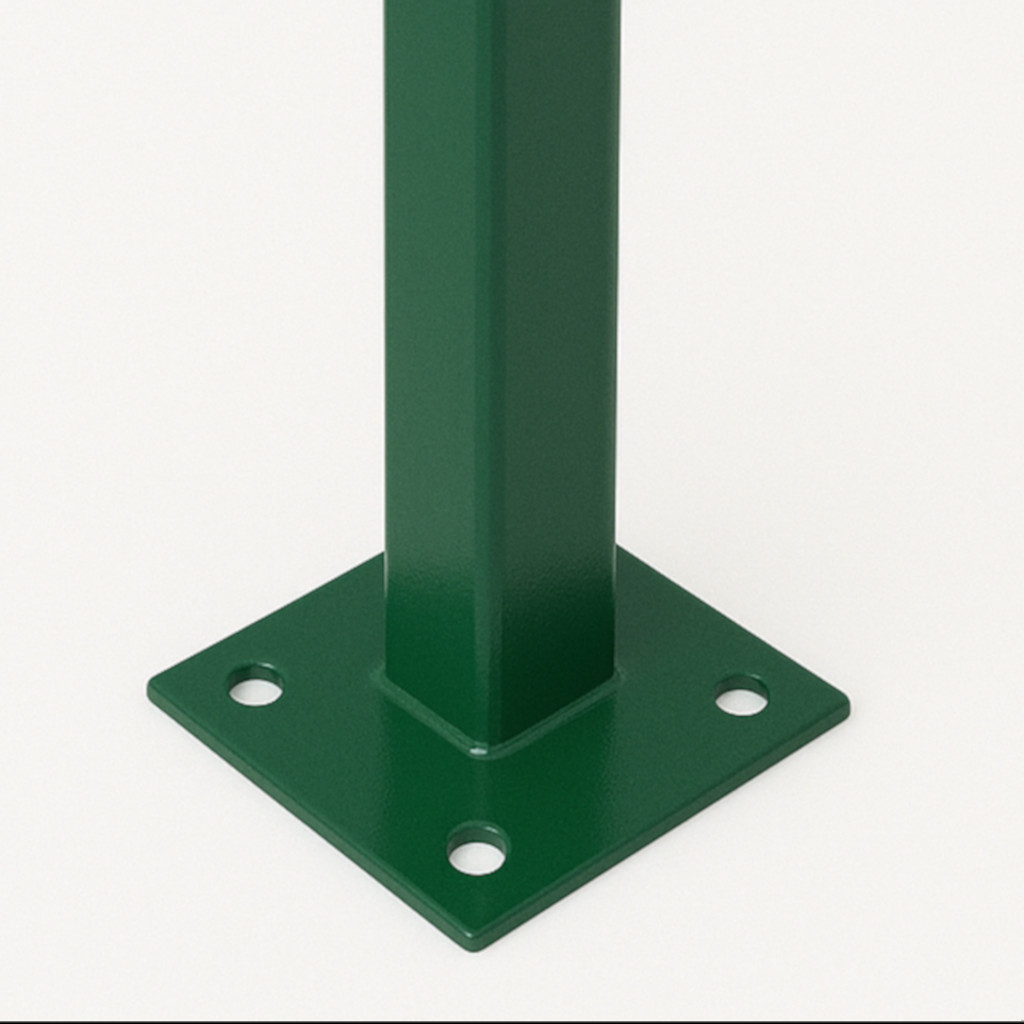 Poste con Placa para verja hercules electrosoldada plegada Verde de 1m. INCLUYE ACCESORIOS