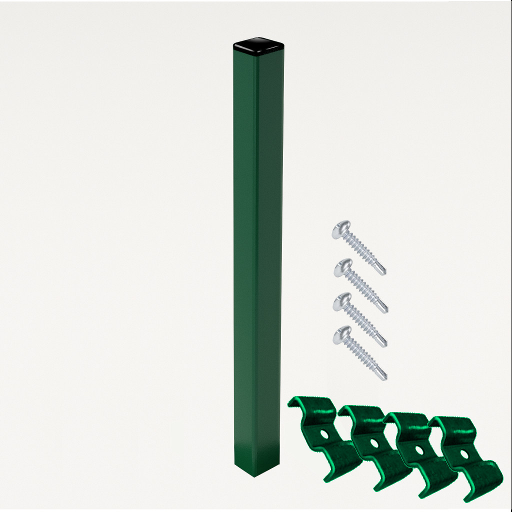Poste para Enterrar para verja hercules electrosoldada plegada Verde de 2m. INCLUYE ACCESORIOS
