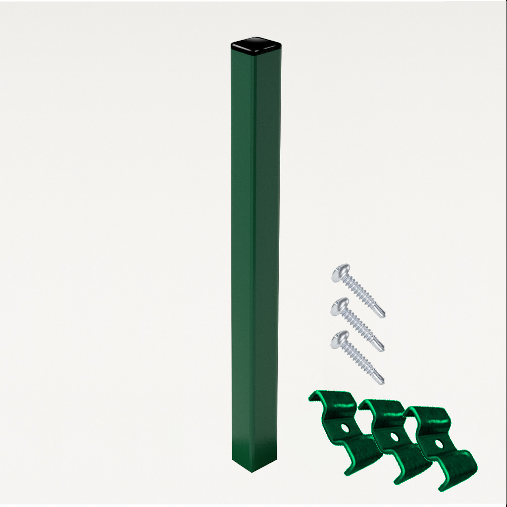 Poste para Enterrar para verja hercules electrosoldada plegada Verde de 1,5m. INCLUYE ACCESORIOS