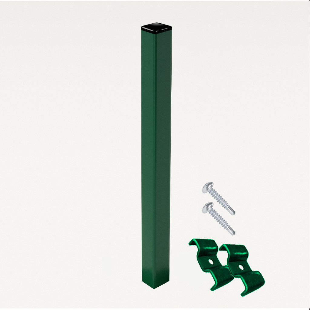 Poste para Enterrar para verja hercules electrosoldada plegada Verde de 1m. INCLUYE ACCESORIOS