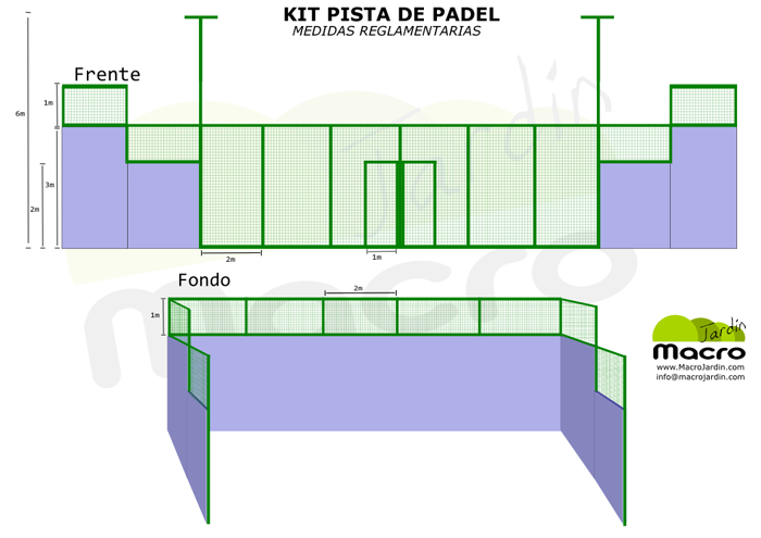 Kit de pista de padel reglamentaria. Kit de pista de padel reglamentaria.